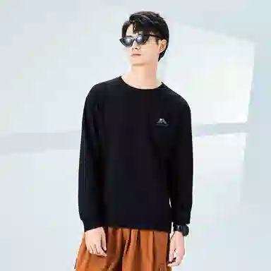 棉致 渐变山脉简约纯色复古休闲柔软抗皱舒适基础百搭美式街头宽松落肩套头圆领卫衣 男女同款