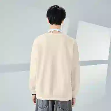 棉致 星光十字简约纯色复古休闲柔软抗皱舒适基础百搭美式街头宽松落肩套头圆领卫衣 男女同款