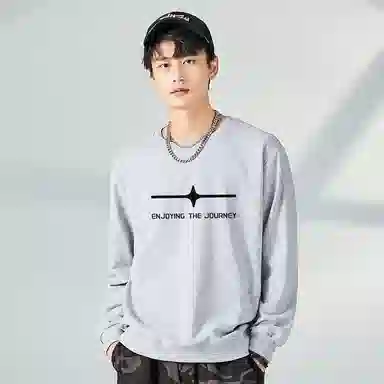 棉致 星光十字简约纯色复古休闲柔软抗皱舒适基础百搭美式街头宽松落肩套头圆领卫衣 男女同款