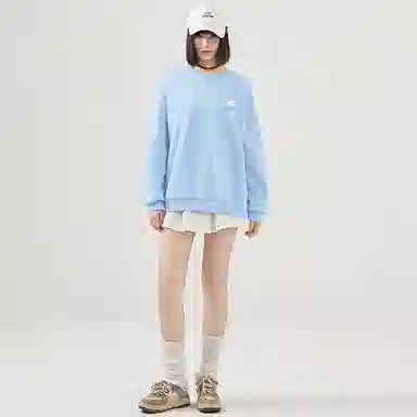 棉致 皇冠小狗狗简约柔软百搭通勤舒适弹力学院风多巴胺宽松落肩圆领长袖卫衣 女款