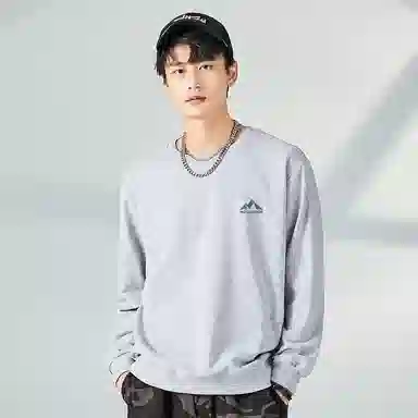 棉致 渐变山脉简约纯色复古休闲柔软抗皱舒适基础百搭美式街头宽松落肩套头圆领卫衣 男女同款