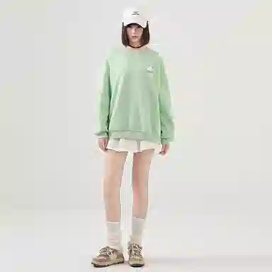 棉致 皇冠小狗狗简约柔软百搭通勤舒适弹力学院风多巴胺宽松落肩圆领长袖卫衣 女款