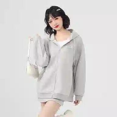 棉致 樱花字母简约纯色牛奶丝复合抗皱无性别主义宽松落肩休闲卫衣 男女同款