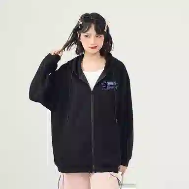 棉致 潮流个性活泼小猫涂鸦时尚百搭牛奶丝复合抗皱无性别主义宽松休闲长袖卫衣 女款