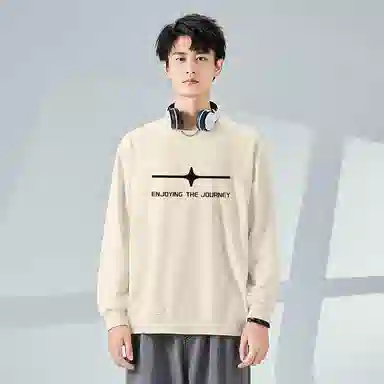 棉致 星光十字简约纯色复古休闲柔软抗皱舒适基础百搭美式街头宽松落肩套头圆领卫衣 男女同款