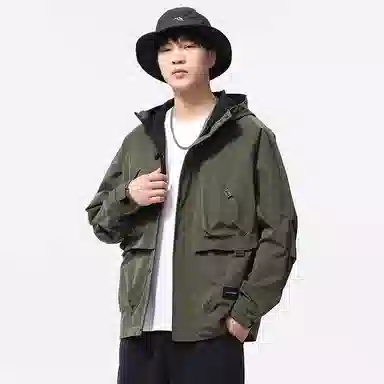 棉致 多口袋机能插肩复古连帽拉链开衫抽绳时尚百搭防风舒适工装外套通勤休闲宽松夹克 男女同款