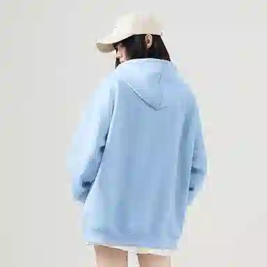 棉致 流星字母简约纯色牛奶丝复合抗皱无性别主义宽松落肩休闲卫衣 男女同款