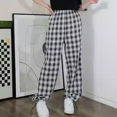 棉致 简约宽松松紧裤脚抽绳设计休闲裤 女款