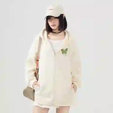 棉致 简约纯色宽松连帽长袖卫衣 女款