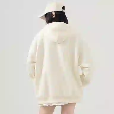 棉致 流星字母简约纯色牛奶丝复合抗皱无性别主义宽松落肩休闲卫衣 男女同款