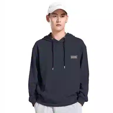 棉致 幸运标志简约基础无性别主义美式街头弹力柔软舒适抗皱挺括休闲透气套头连帽卫衣 男女同款