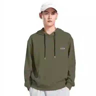 棉致 幸运标志简约基础无性别主义美式街头弹力柔软舒适抗皱挺括休闲透气套头连帽卫衣 男女同款