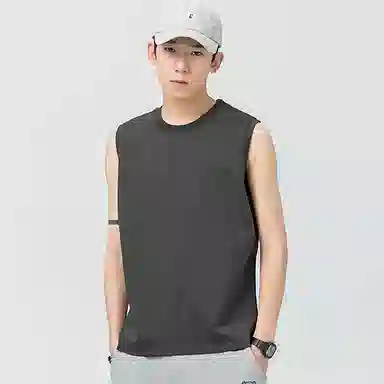 棉致 阳光山脉纯色纯棉简约柔软细腻透气亲肤舒适百搭篮球运动休闲背心 男女同款