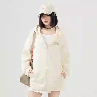 棉致 樱花字母简约纯色牛奶丝复合抗皱无性别主义宽松落肩休闲卫衣 男女同款