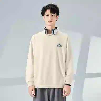 棉致 渐变山脉简约纯色复古休闲柔软抗皱舒适基础百搭美式街头宽松落肩套头圆领卫衣 男女同款