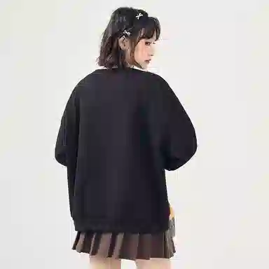 棉致 皇冠小狗狗简约柔软百搭通勤舒适弹力学院风多巴胺宽松落肩圆领长袖卫衣 女款