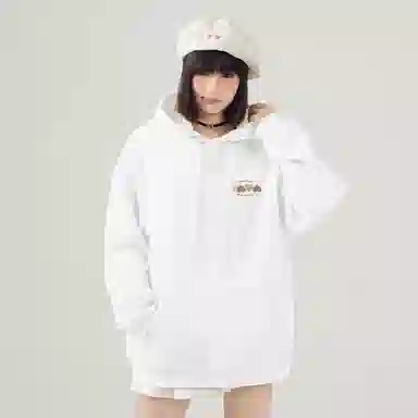 棉致 韩系简约为你跳动爱心宽松加绒舒适连帽重磅纯色百搭潮牌休闲落肩长袖卫衣 男女同款