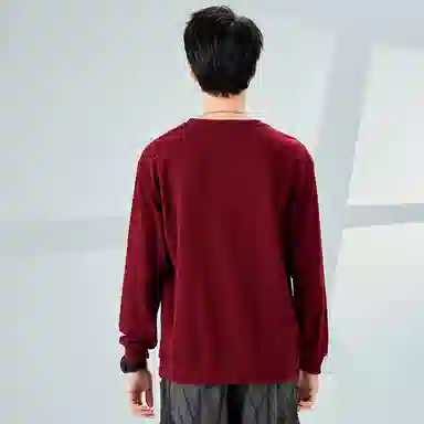 棉致 浮雕波浪简约纯色复古休闲柔软抗皱舒适基础百搭美式街头宽松落肩套头圆领卫衣 男女同款