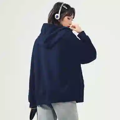 棉致 简约纯色宽松连帽长袖卫衣 女款