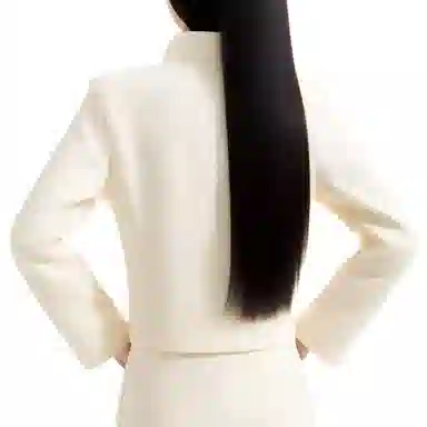 棉致 爱心白兔简约纯色修身短款细腻柔软时尚舒适学院风创意鱼骨分割线立领开衫插肩夹克 女款