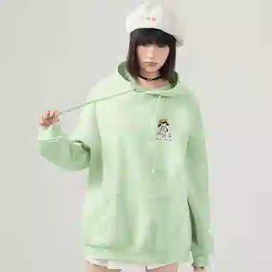 棉致 彩色线条小女孩潮流百搭简约时尚学院风柔软舒适松紧抽绳连帽长袖卫衣 女款