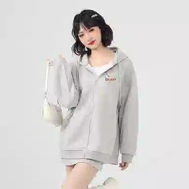 棉致 流星字母简约纯色牛奶丝复合抗皱无性别主义宽松落肩休闲卫衣 男女同款