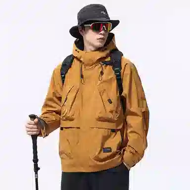 棉致 多口袋机能插肩复古连帽拉链开衫抽绳时尚百搭防风舒适工装外套通勤休闲宽松夹克 男女同款