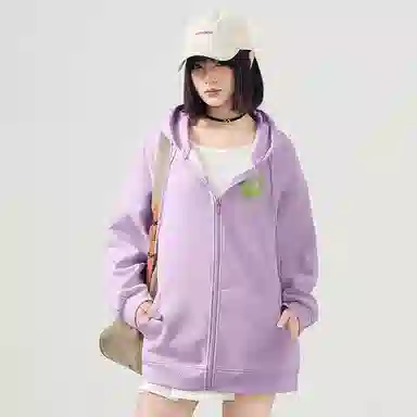 棉致 简约纯色宽松连帽长袖卫衣 女款