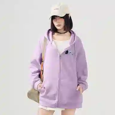 棉致 潮流个性活泼小猫涂鸦时尚百搭牛奶丝复合抗皱无性别主义宽松休闲长袖卫衣 女款