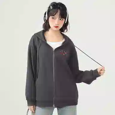 棉致 流星字母简约纯色牛奶丝复合抗皱无性别主义宽松落肩休闲卫衣 男女同款