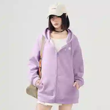 棉致 樱花字母简约纯色牛奶丝复合抗皱无性别主义宽松落肩休闲卫衣 男女同款