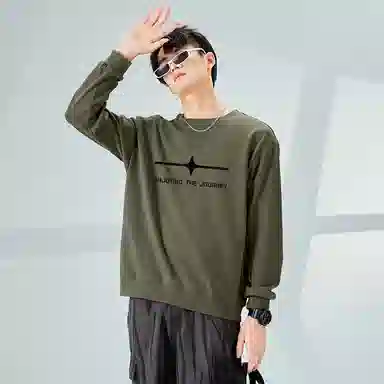 棉致 星光十字简约纯色复古休闲柔软抗皱舒适基础百搭美式街头宽松落肩套头圆领卫衣 男女同款