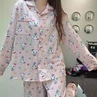 米囹 长袖长裤家居服睡衣套装 女款