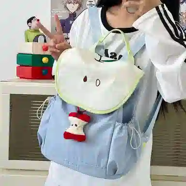 卡卡树 可爱苹果草莓水果轻便小清新 尼龙布 书包背包双肩包 大号 女款 粉色/蓝色/黄色