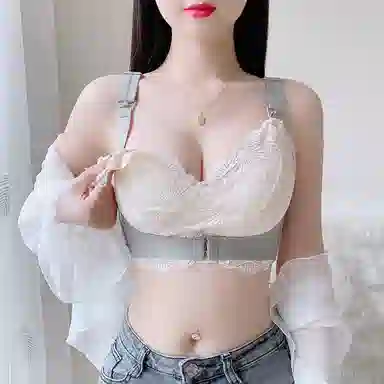 莫代尔 无痕透气亲肤哺乳内衣大胸显小薄款收副乳防下垂聚拢产后喂奶专用大码孕妇文胸 女款