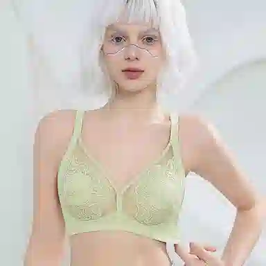 莫代尔 蕾丝性感薄款聚拢大胸显小美背防下垂收副乳柔软无痕轻薄裸感亲肤收副乳文胸 女款