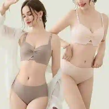 莫代尔 小胸聚拢显大轻薄内衣收副乳防下垂上托无痕平滑侧收提拉舒适简约立体文胸 女款 组合装