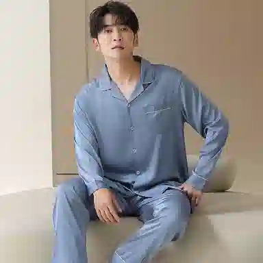 莫代尔 纯色柔软舒适可外穿家居服睡衣套装 男款 图片色