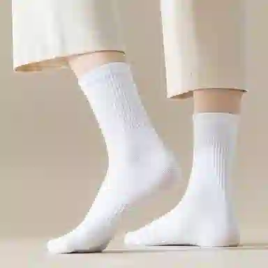 莫代尔 个性简约高级纯色抑菌防臭舒适透气亲肤运动袜不勒脚不掉跟高弹长袜日常跑步休闲百搭中筒袜 男款