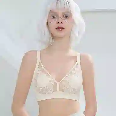 莫代尔 蕾丝性感薄款聚拢大胸显小美背防下垂收副乳柔软无痕轻薄裸感亲肤收副乳文胸 女款