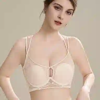 莫代尔 轻薄蕾丝芒果杯调整型收副乳聚拢矫正上托防下垂外扩大胸显小文胸 女款 组合装