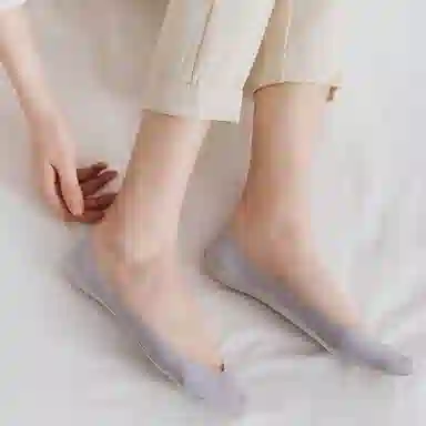 莫代尔 薄款无痕冰丝隐形袜防滑浅口纯色袜子底部无痕不掉跟隐形防臭短袜船袜 女款 组合装