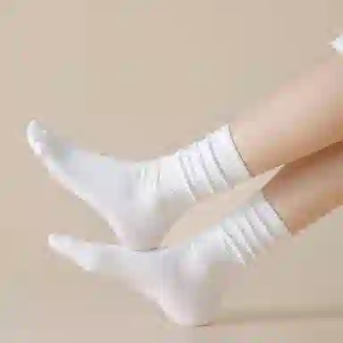 莫代尔 纯色简约透气耐穿袜高弹力堆堆袜减龄无痕透气舒适裸感亲肤柔软吸湿排汗中筒袜 女款 组合装