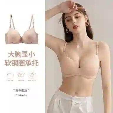 莫代尔 大胸显小胸全罩杯软钢圈轻薄调整型无痕防下垂美背收副乳文胸 女款