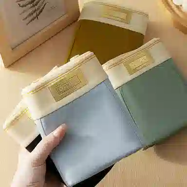 莫代尔 纯色简约字母腰边透气舒适无痕平角裤柔软不勒四角裤短裤内裤 男款 组合装