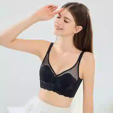 莫代尔 聚拢收副乳防下垂薄款透气蕾丝文胸 女款