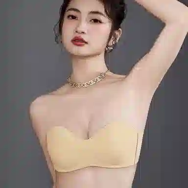 莫代尔 隐形充气聚拢上托吊带裙专用无肩带内衣隐形大胸防下垂乳贴文胸 女款 组合装