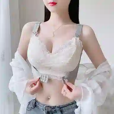 莫代尔 无痕透气亲肤哺乳内衣大胸显小薄款收副乳防下垂聚拢产后喂奶专用大码孕妇文胸 女款