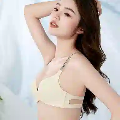 莫代尔 水钻字母肩带美背内衣聚拢薄款三角杯收副乳小胸无痕防下垂性感文胸 女款 组合装