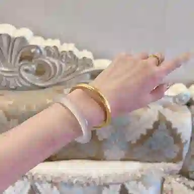 月岚 一步一响 贵妃新中式国风古风旗袍汉服气质年轻叮当镯 玉石 猫眼石 手镯 女款